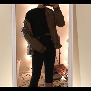 brown leather jacket